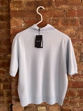 Massimo Dutti WOOL-CASHMERE BLEND SHORT SLEEVE KNIT SWEATER